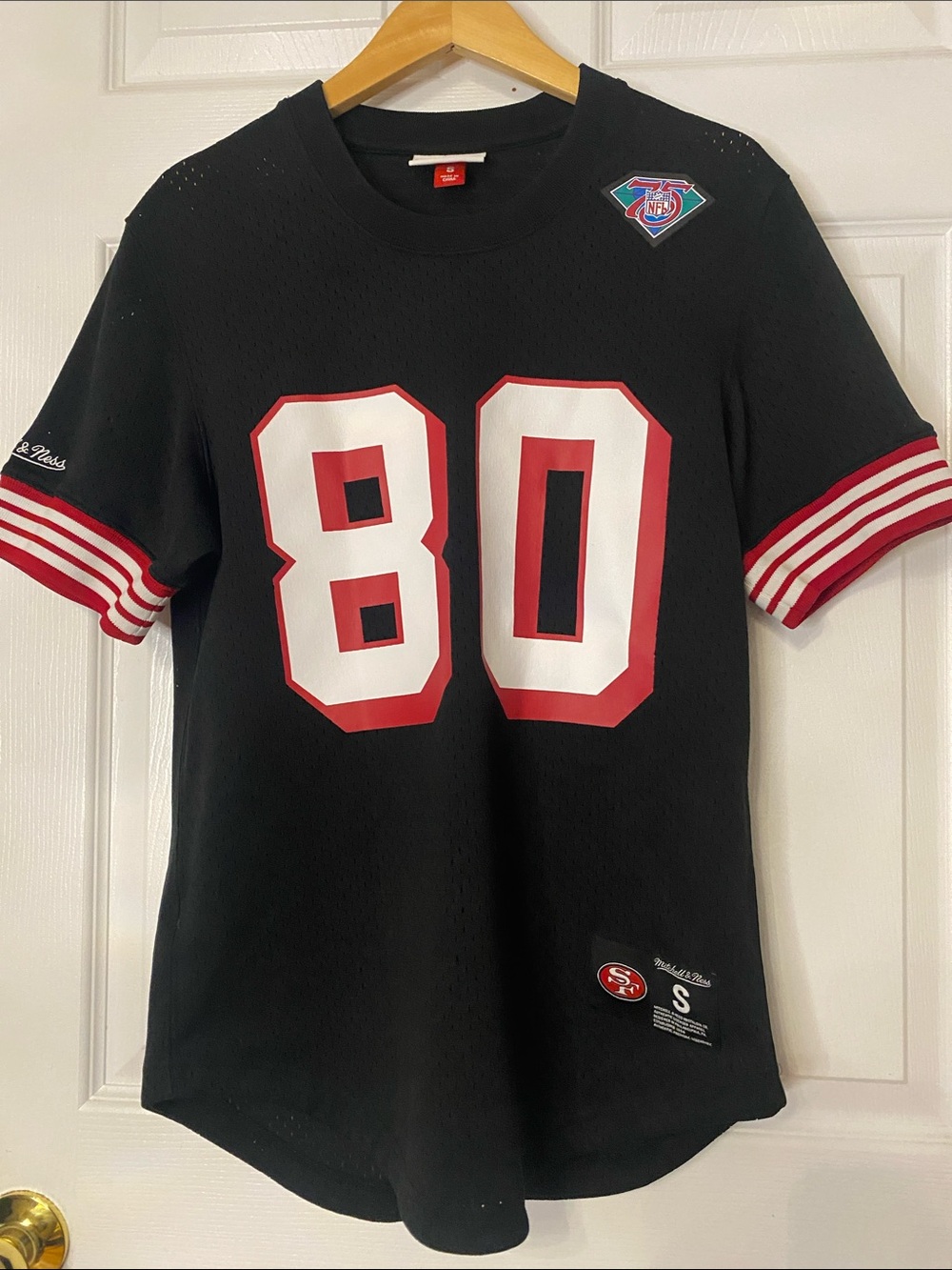 Mitchell & Ness Black Jersey #80 with Red and White Trim#14